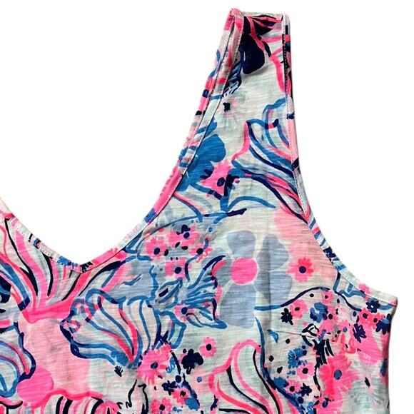 Lilly Pulitzer Gigi Tank Top Prosecco Pink Make a Splash V-Neck Women's Large - Picture 2 of 5